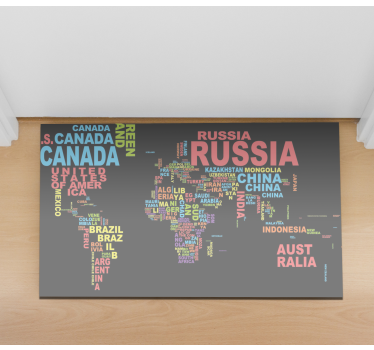 Vinylteppich Weltkarte Schriften, die weltkarte bilden - TenStickers
