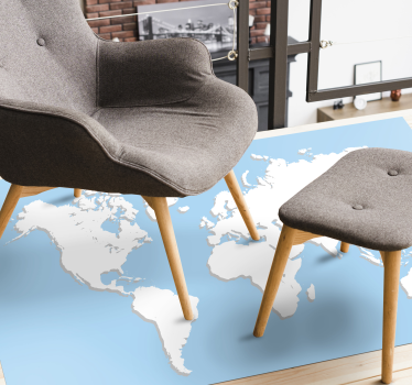 Vinylteppich Weltkarte Weltkarte in blau - TenStickers