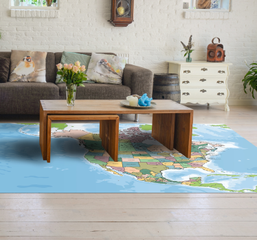 Vinylteppich Wohnzimmer Nordamerikanische karte - TenStickers