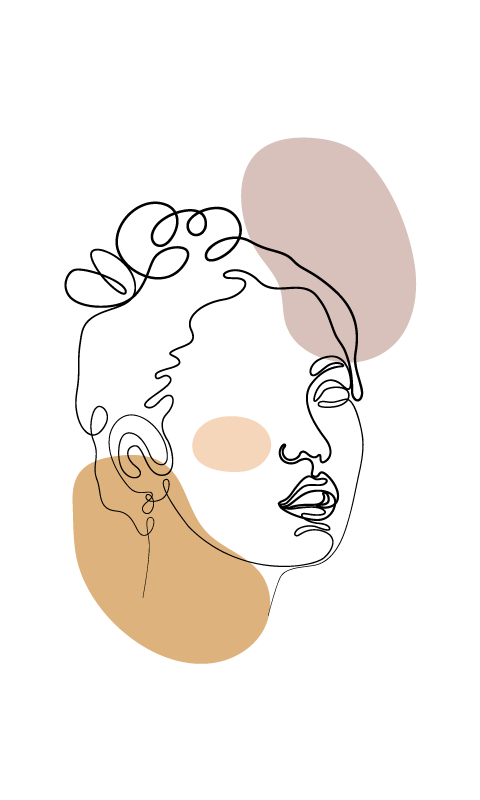 Vinyl Teppich weiß abstraktes gesicht und kreise - TenStickers