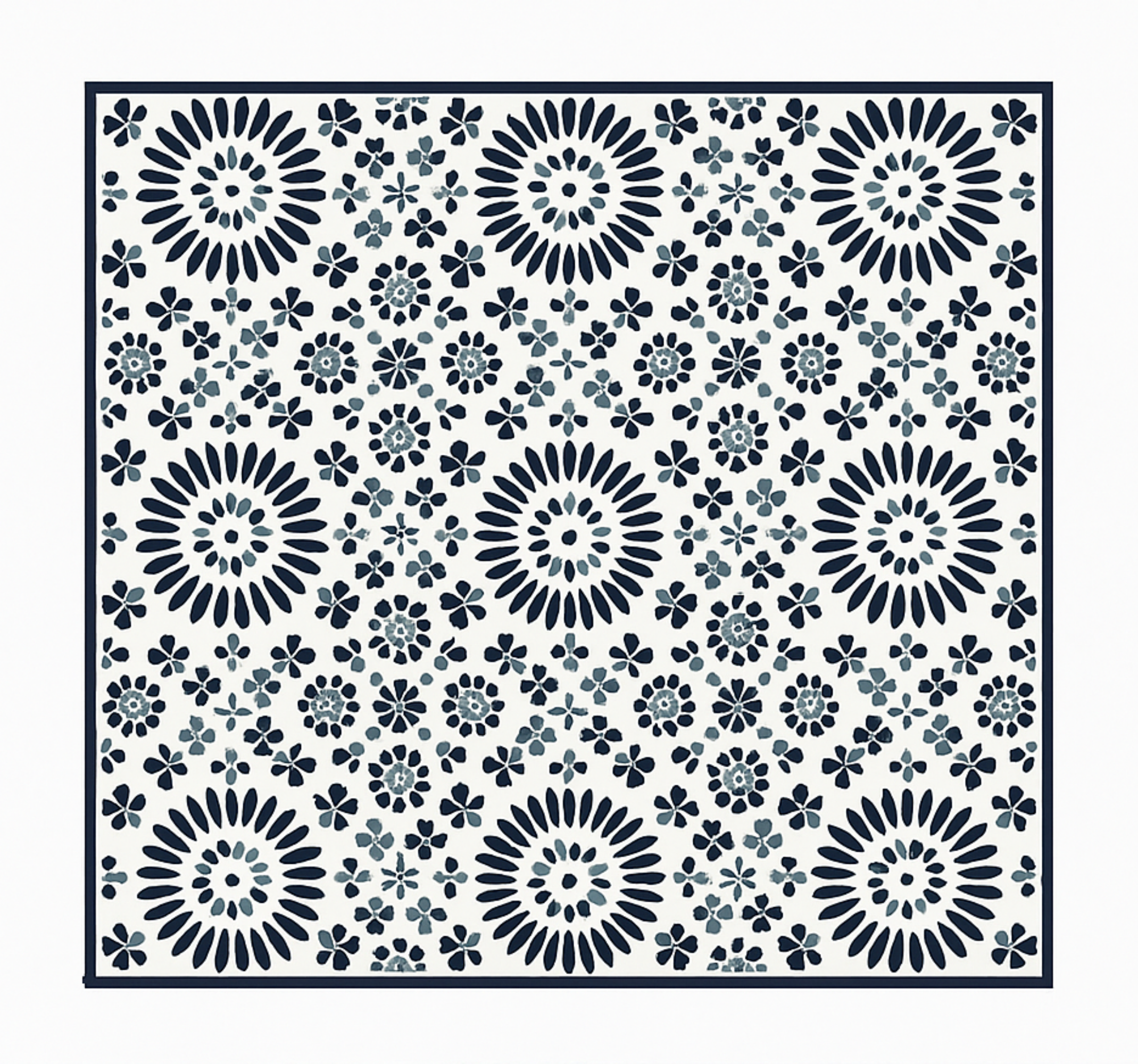 Vinyl Teppich blau geometrisches blumenmuster - TenStickers