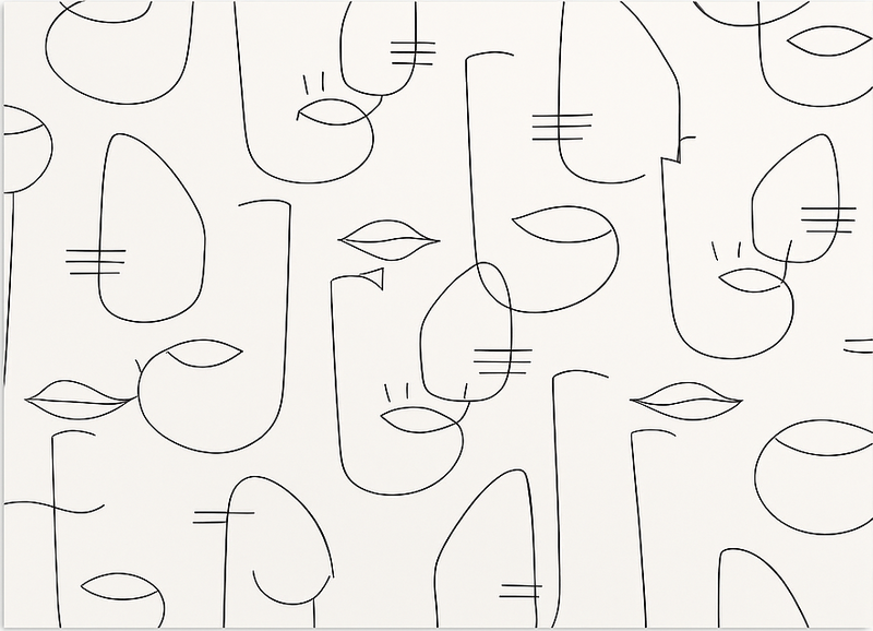 Vinyl teppich küche mit abstrakten gesichtsteilen - TenStickers