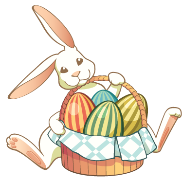 Vinyl teppich tiere osterhase mit korb - TenStickers