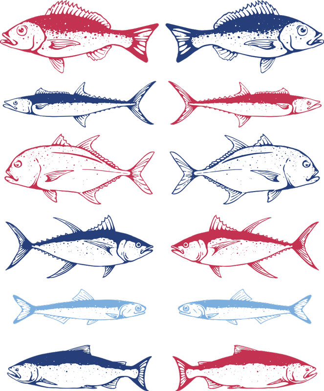 Vinyl teppich tiere handgezeichnete fische muster - TenStickers