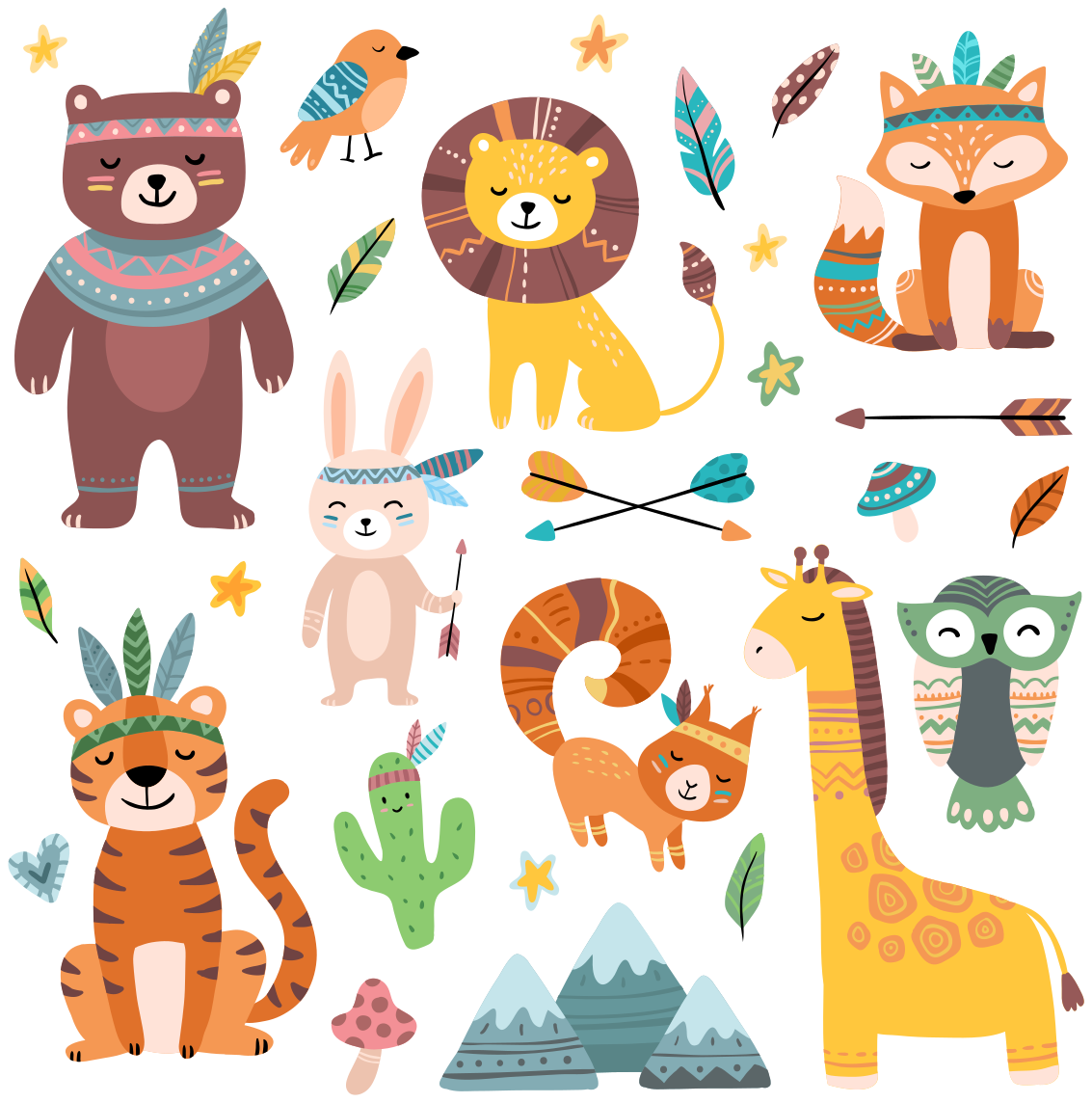 Vinyl teppich tiere für baby wildtiere - TenStickers