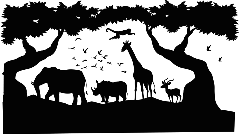 Vinyl teppich tiere schwarz-weiß savanne - TenStickers