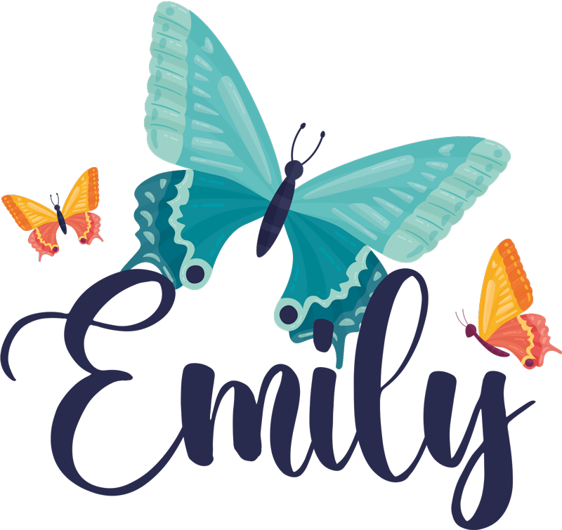 Vinyl teppich tiere bunte schmetterlinge mit namen - TenStickers