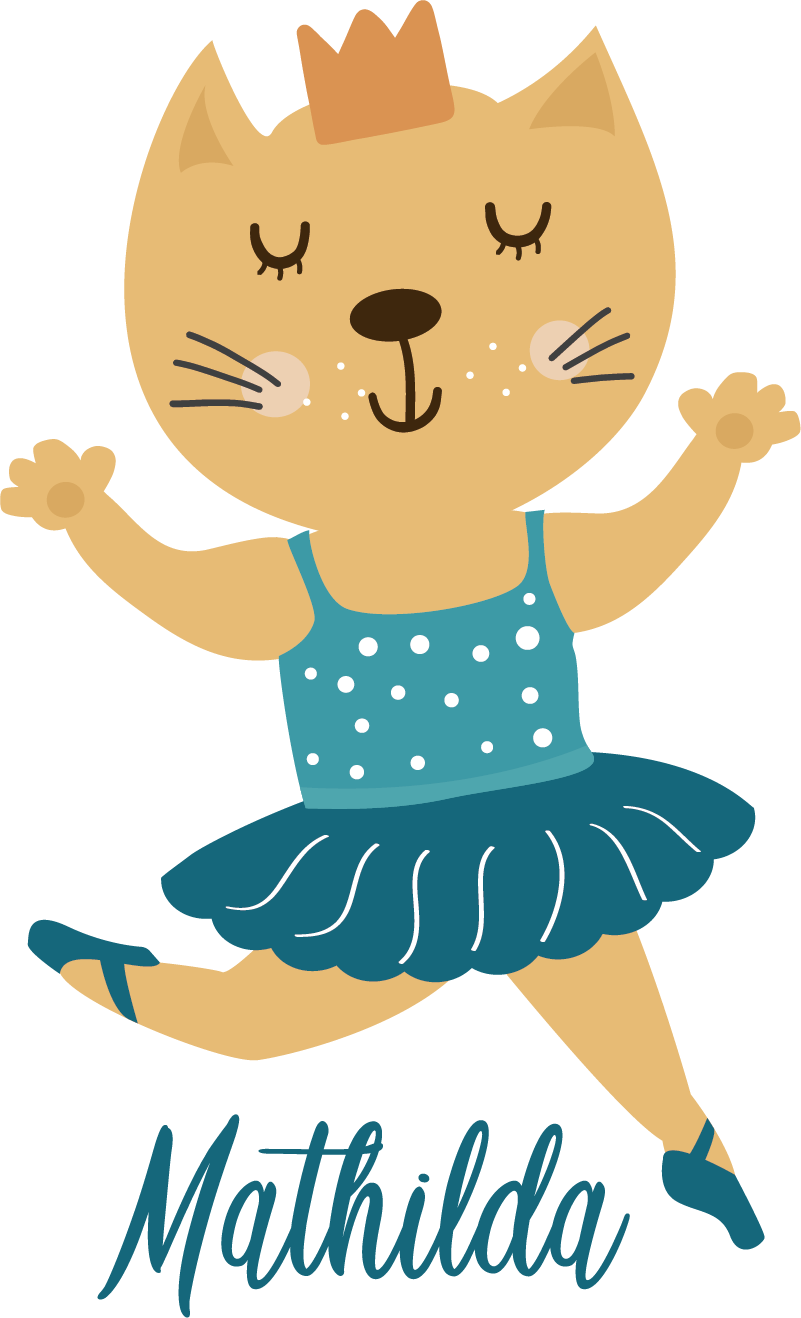 Vinyl teppich tiere tanzende katze mit namen - TenStickers