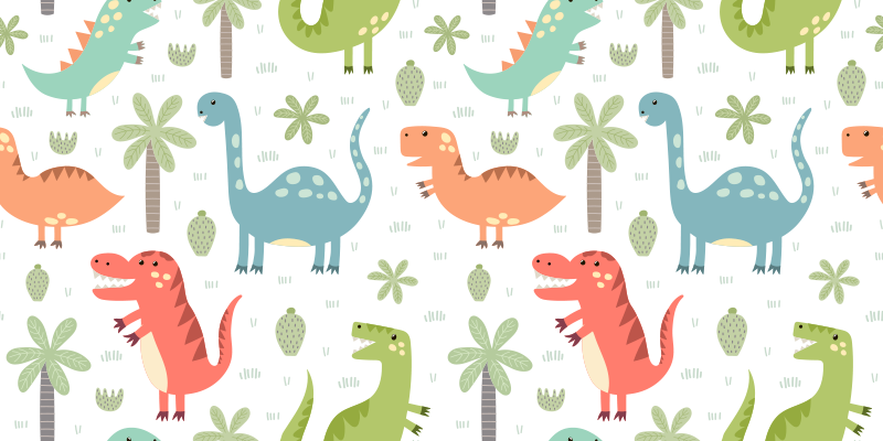 Vinyl teppich tiere glücklicher dinosaurier kallax - TenStickers