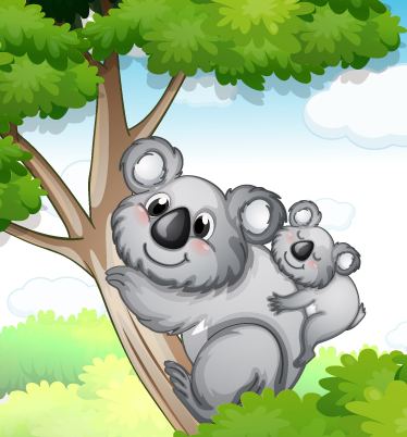 Vinyl teppich tiere koala mutter und baby - TenStickers