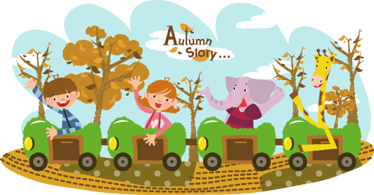 Vinyl teppich tiere zug im herbst - TenStickers