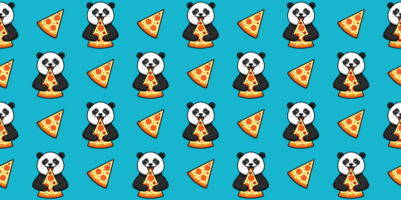 Vinyl teppich tiere panda mit pizza - TenStickers