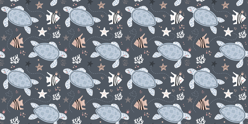 Vinyl teppich tiere schildkröten und fische unterwasser - TenStickers