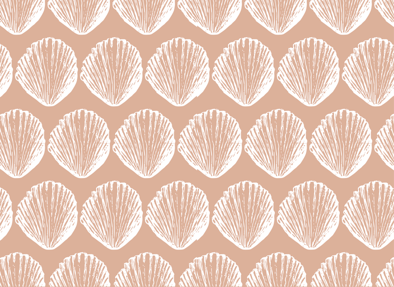Vinyl teppich tiere mit retro muschel-muster beige - TenStickers