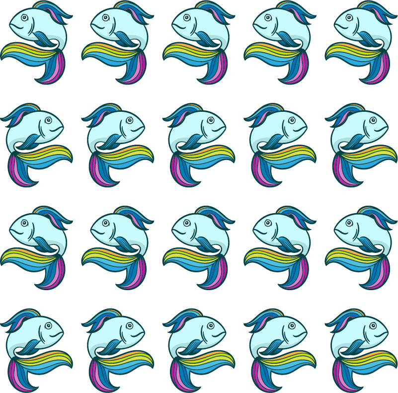 Vinyl teppich tiere blaue neonfische - TenStickers