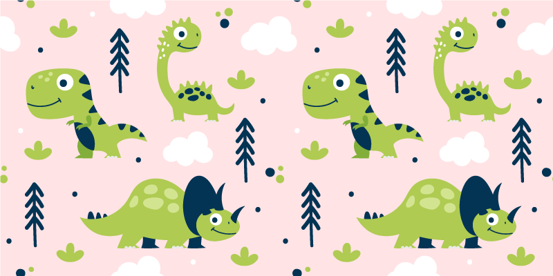 Vinyl teppich tiere kleine grüne dinosaurier - TenStickers