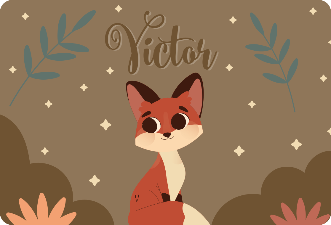 Vinyl teppich tiere süßer fuchs für jungen mit namen - TenStickers