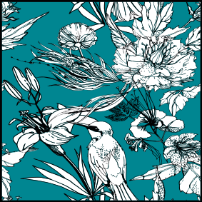 Vinyl teppich tiere elegantes muster weiße vögel - TenStickers