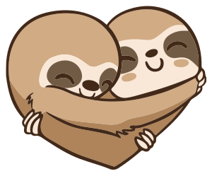 Vinyl teppich tiere mit anime faultier herz - TenStickers