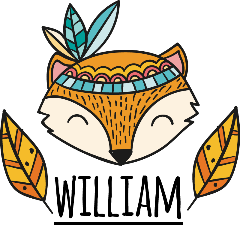 Vinyl teppich tiere nordic fuchs mit federn personalisiert - TenStickers