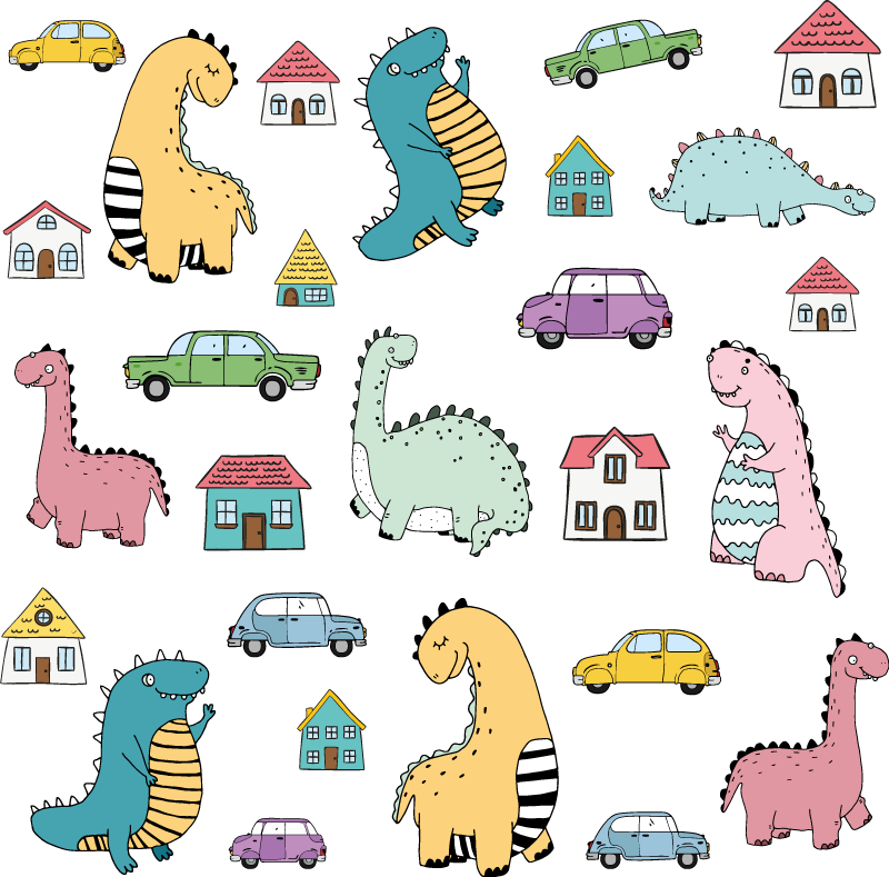 Vinyl teppich tiere nordische dinosaurier set - TenStickers