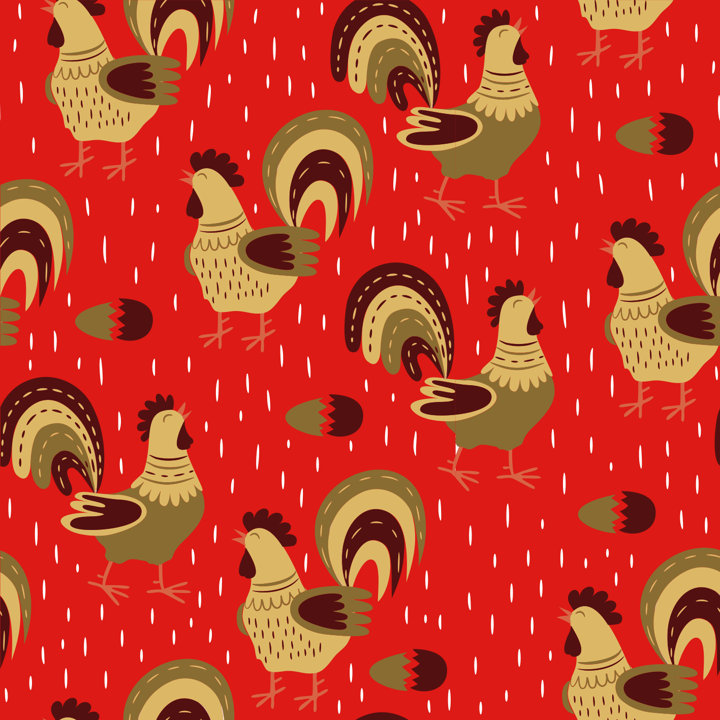 Vinyl teppich tiere mit chinesischem hühnerdesign - TenStickers
