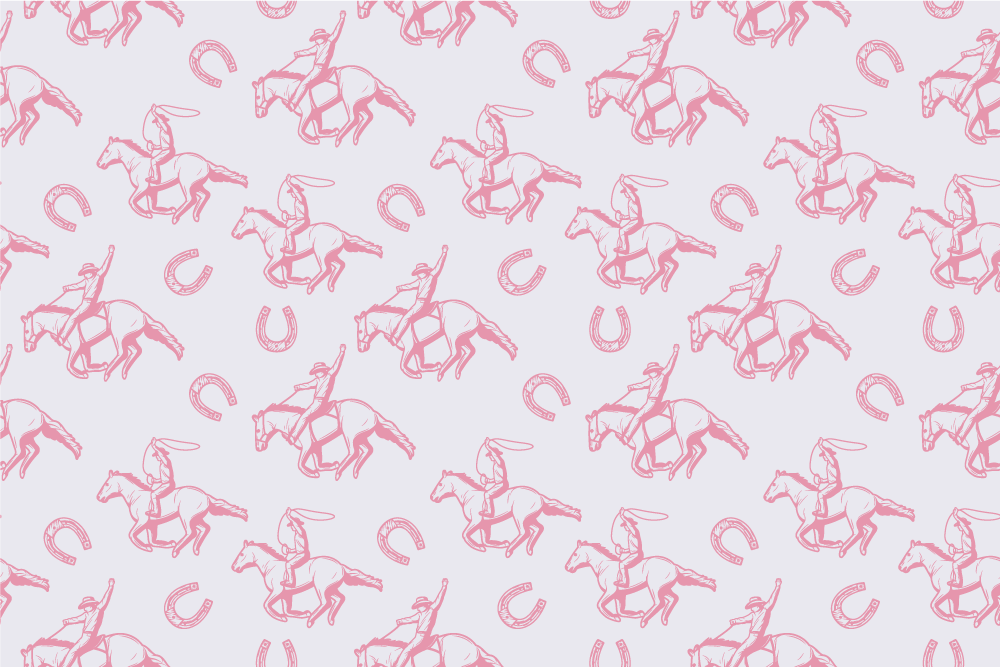 Vinyl teppich tiere im pinken cowboy-pferdemuster - TenStickers