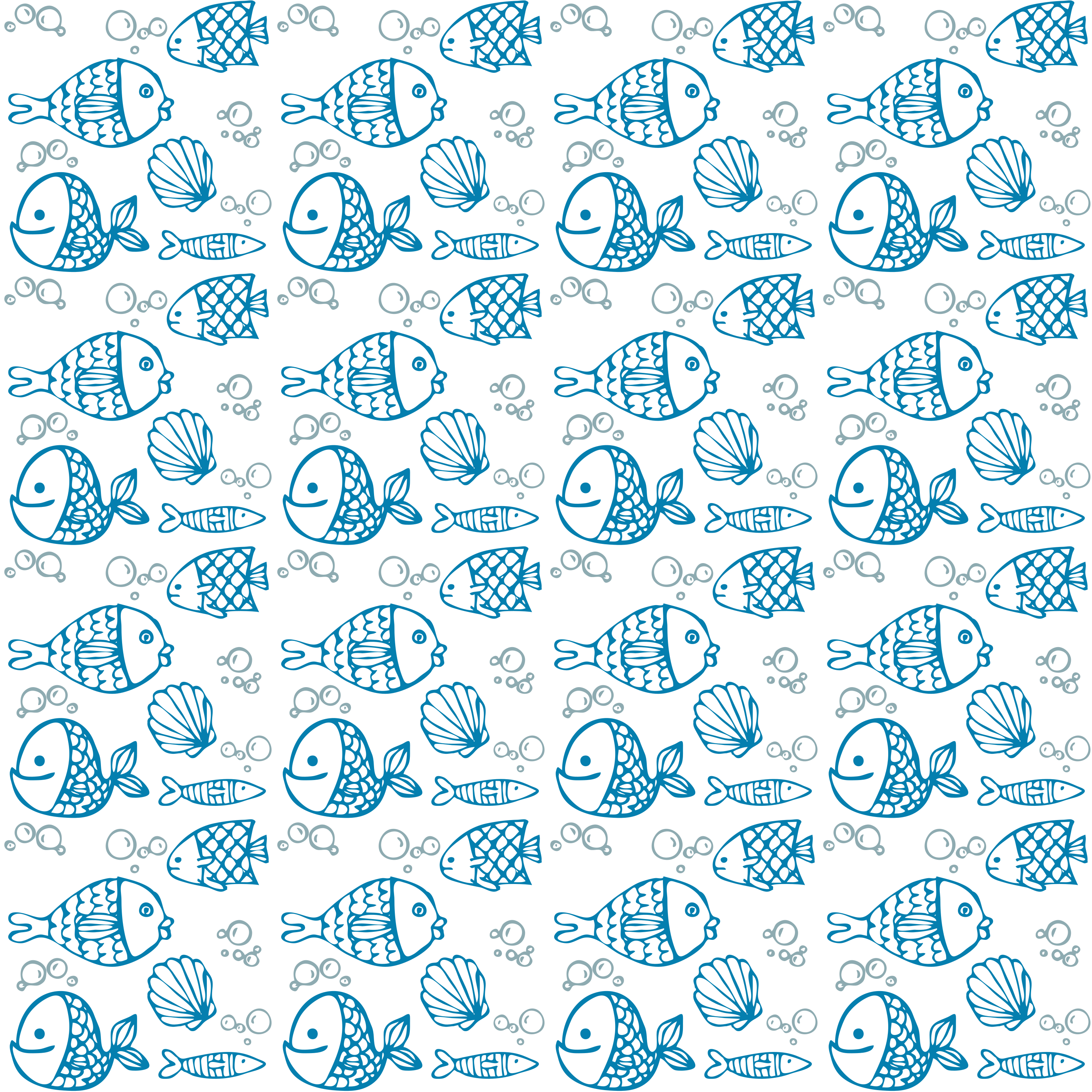 Vinyl teppich tiere mit blauen fischen zeichnung - TenStickers