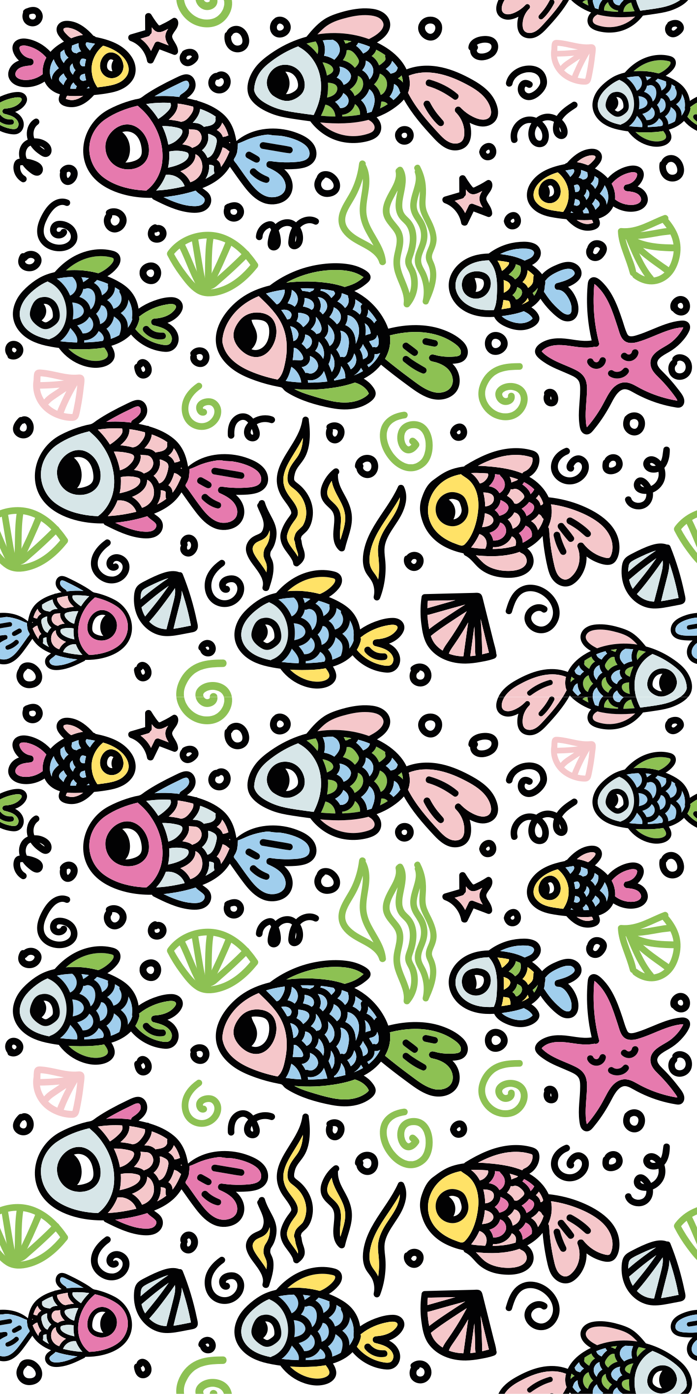 Vinyl teppich tiere mit buntem fischmuster - TenStickers