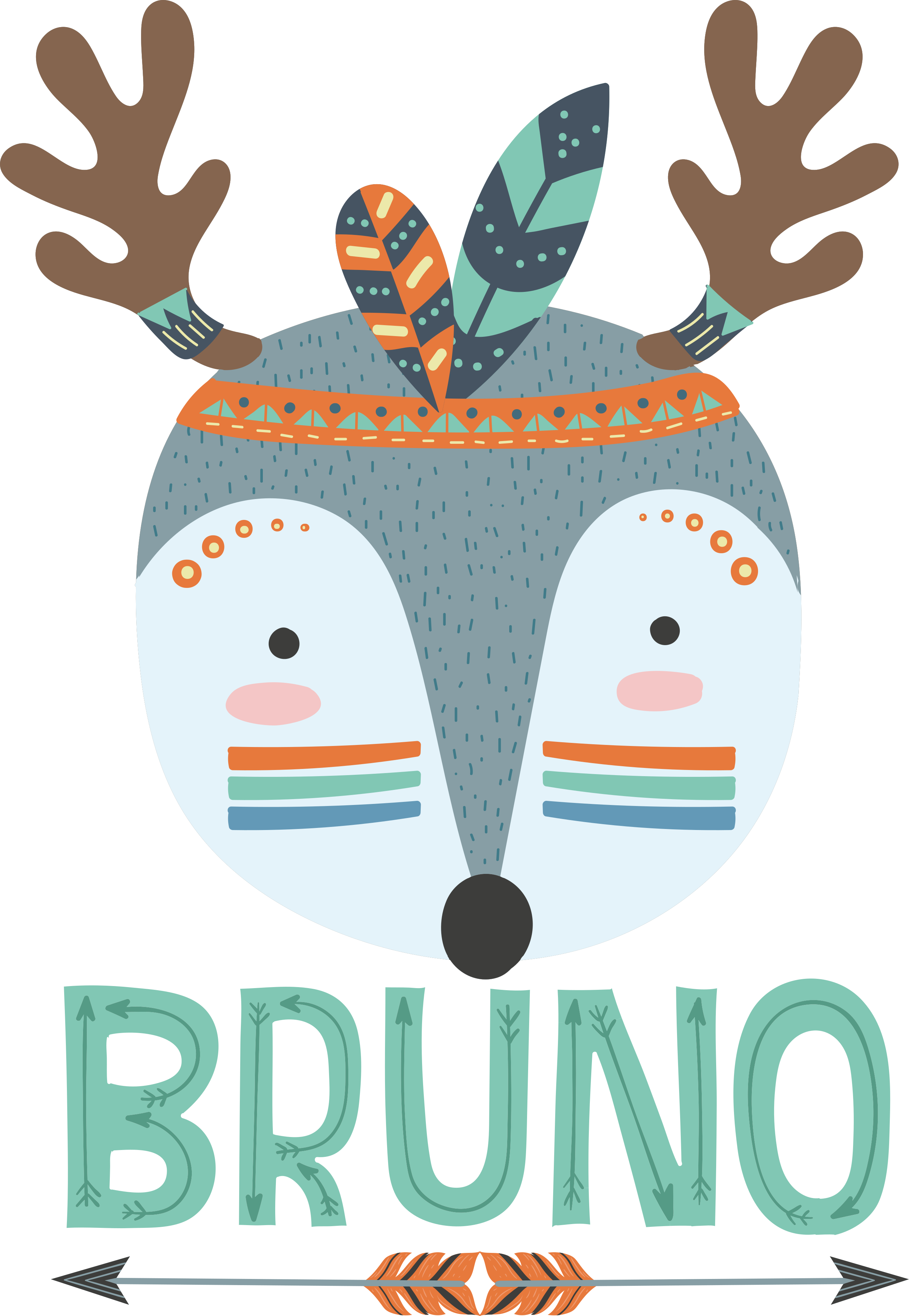 Vinyl teppich tiere nordic hirsch mit namen - TenStickers