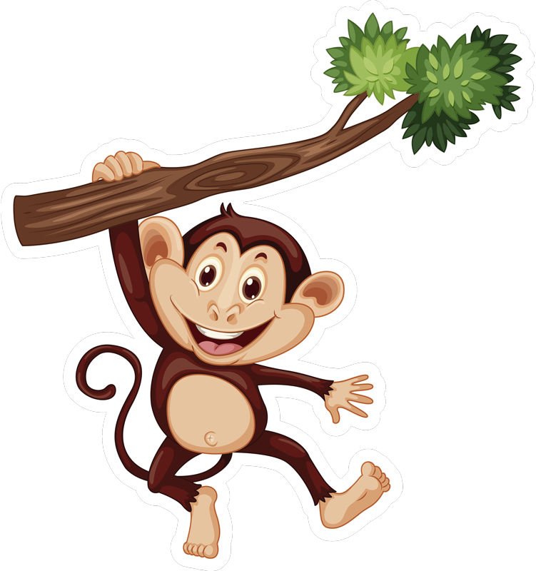 Vinyl teppich tiere frecher affe schwingend - TenStickers
