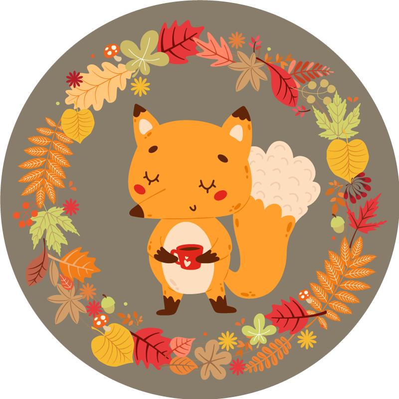 Vinyl teppich tiere mit charmantem fuchs skulptur - TenStickers