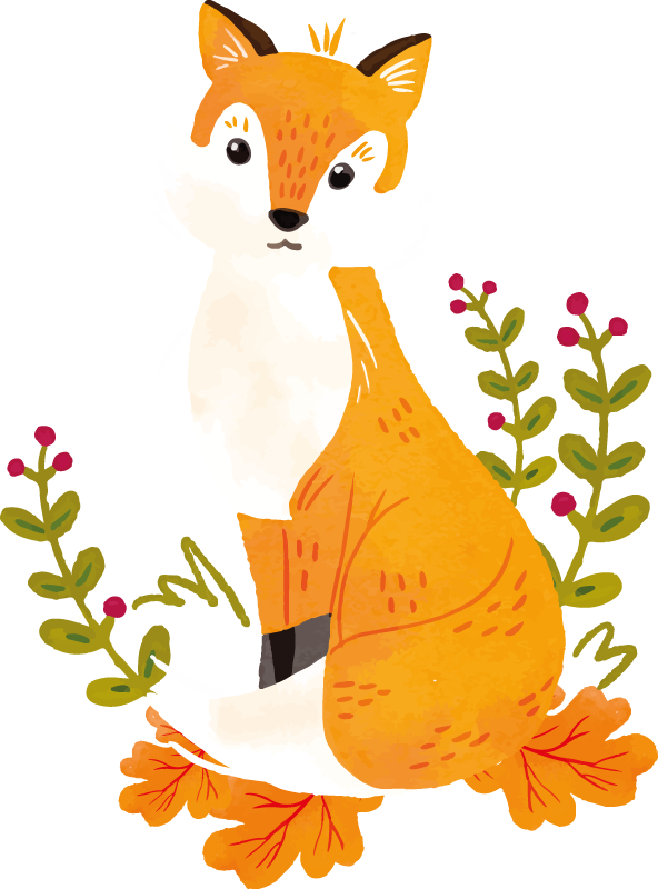 Vinyl teppich tiere verspielter orangenfuchs - TenStickers