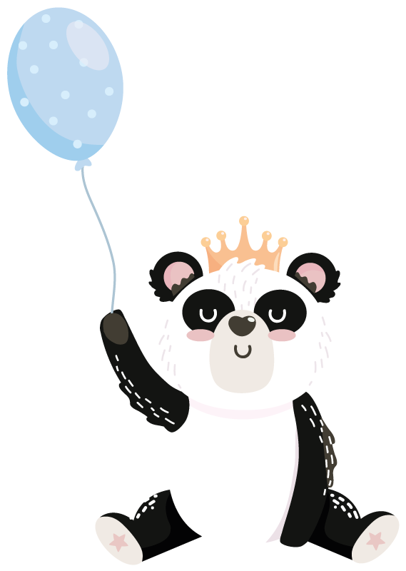 Vinyl teppich tiere mit süßem panda ballon - TenStickers