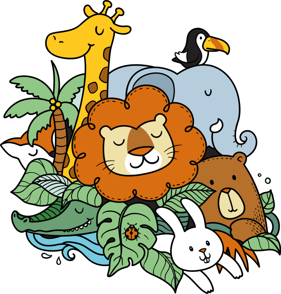 Vinyl teppich tiere verspielt mit tiermotiven - TenStickers