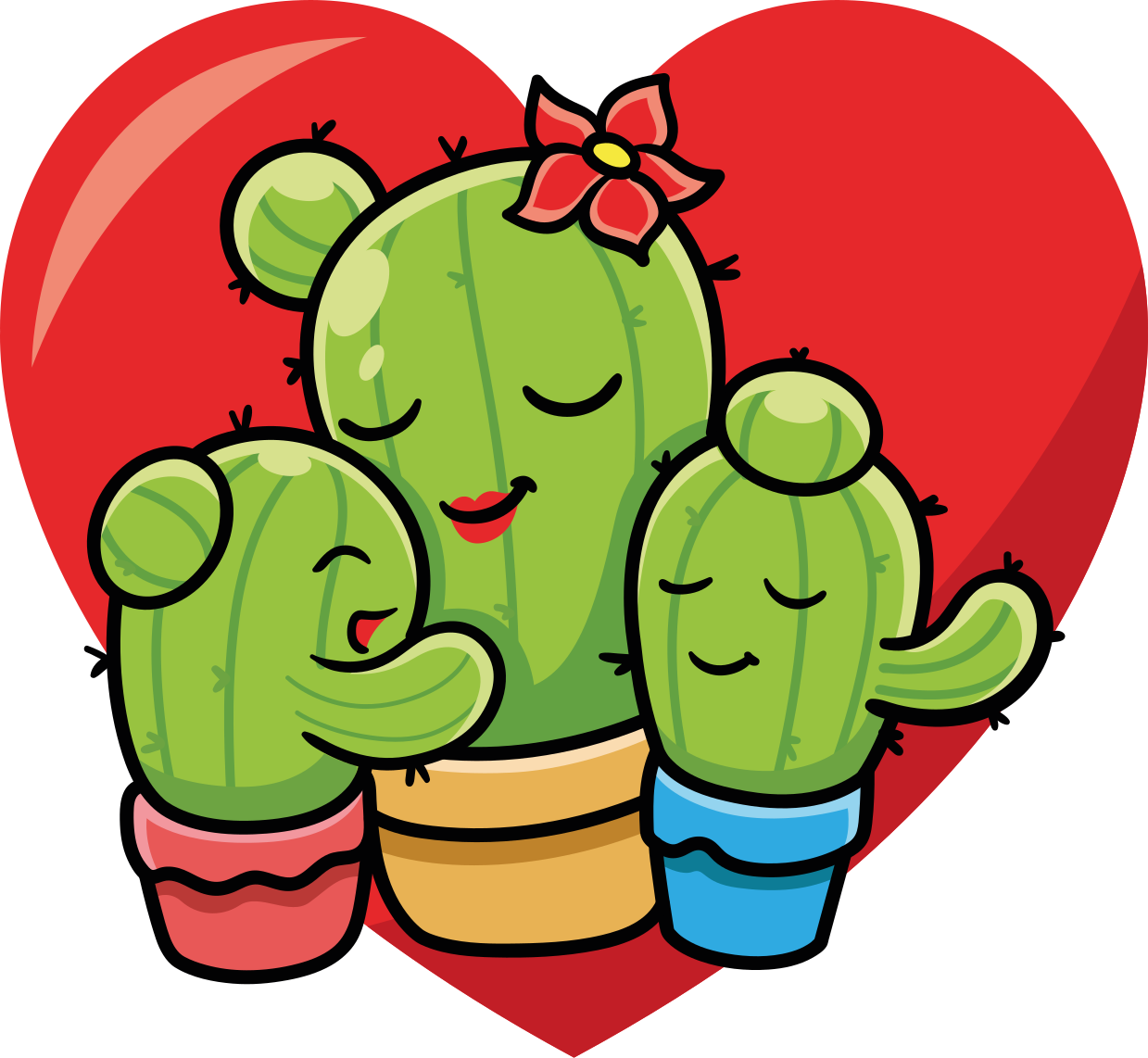 Vinyl teppich tiere familie der kakteen liebe - TenStickers