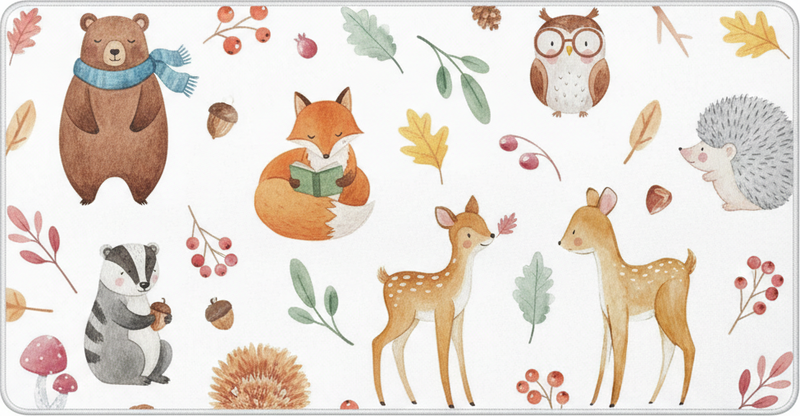 Vinyl teppich küche verspielte wald-aquarelle - TenStickers
