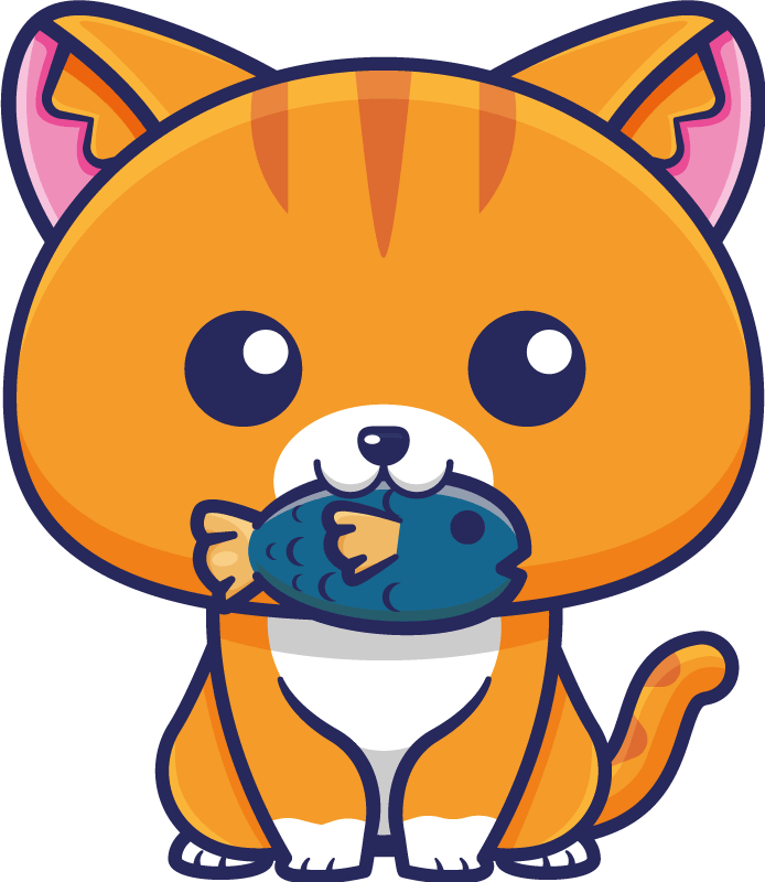 Vinyl teppich tiere niedliche katze mit fisch - TenStickers