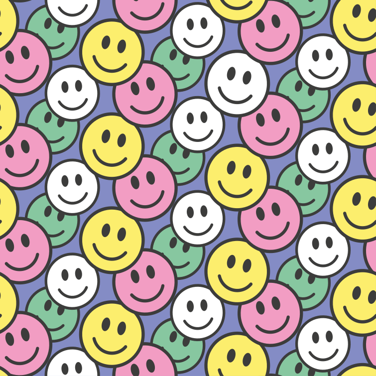 Vinyl teppich tiere mit bunten smiley-mustern - TenStickers