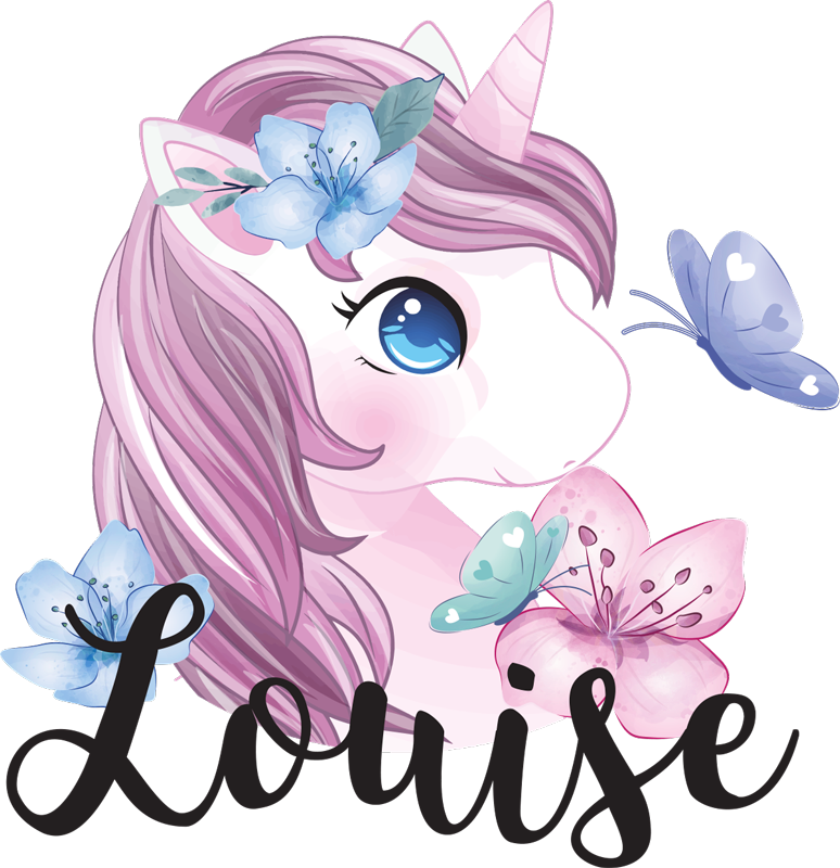 Vinyl teppich tiere einhorn mit schmetterling - TenStickers