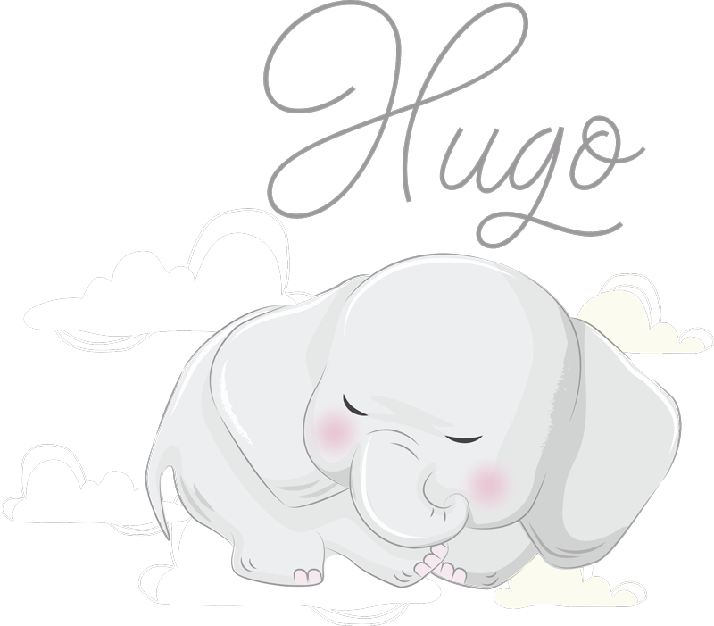 Vinyl teppich tiere elefant schlafend auf wolken - TenStickers