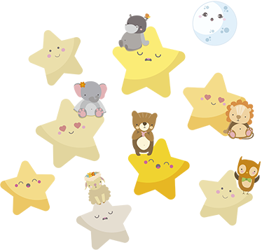 Vinyl teppich tiere sterne für das babyzimmer - TenStickers