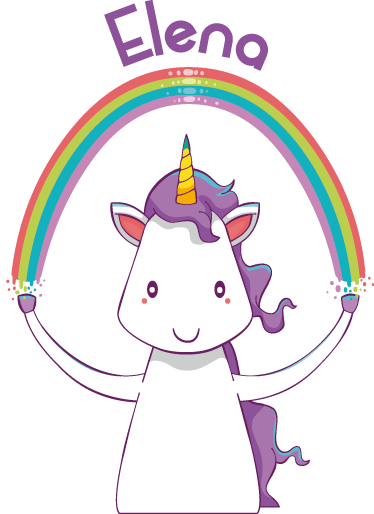 Vinyl teppich tiere einhorn und regenbogen mit name - TenStickers