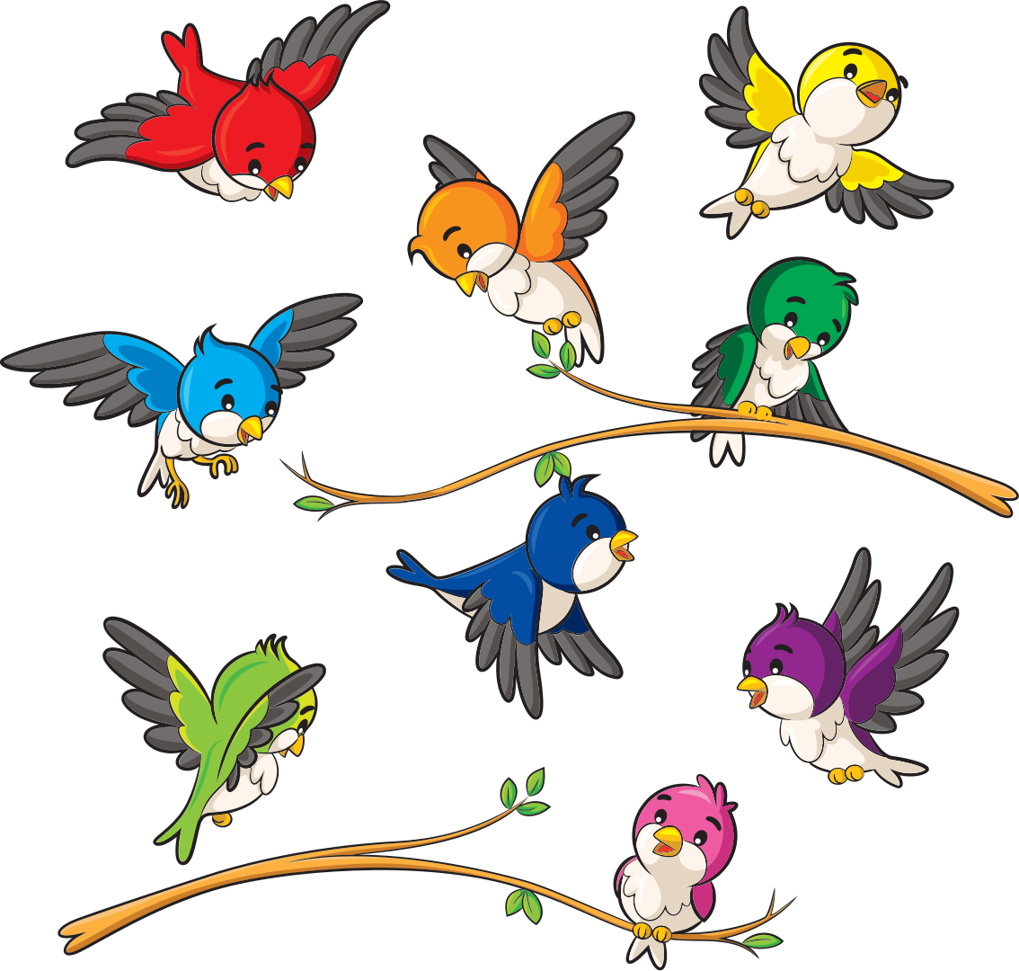 Vinyl teppich tiere bunte kleine vögel - TenStickers