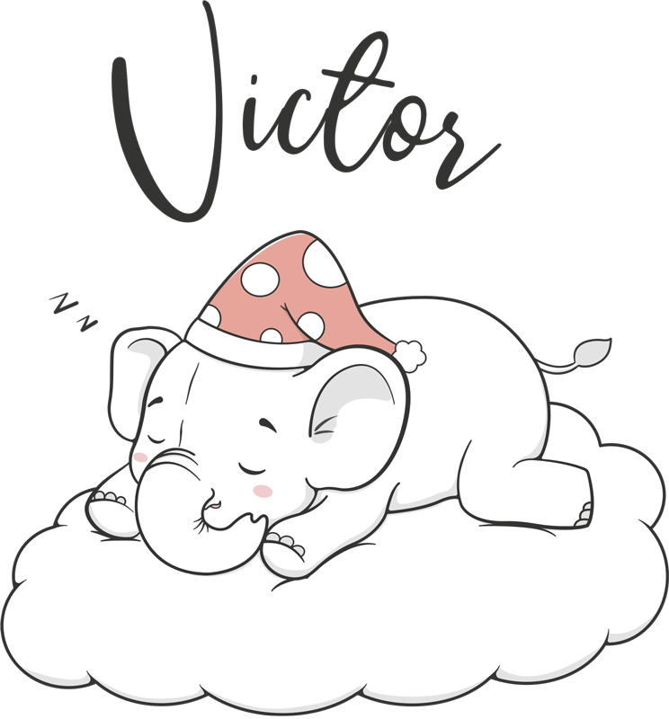 Vinyl teppich tiere elefant in den wolken mit namen - TenStickers