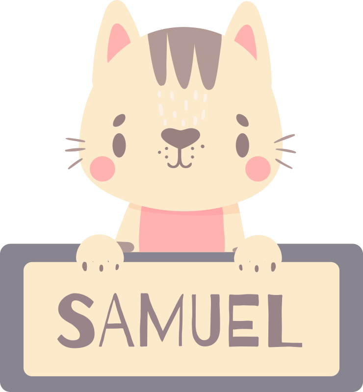 Vinyl teppich tiere mit katzenname etikettiert - TenStickers