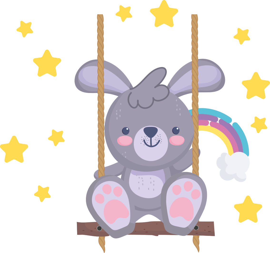 Vinyl teppich tiere hase auf schaukelnden sternen - TenStickers