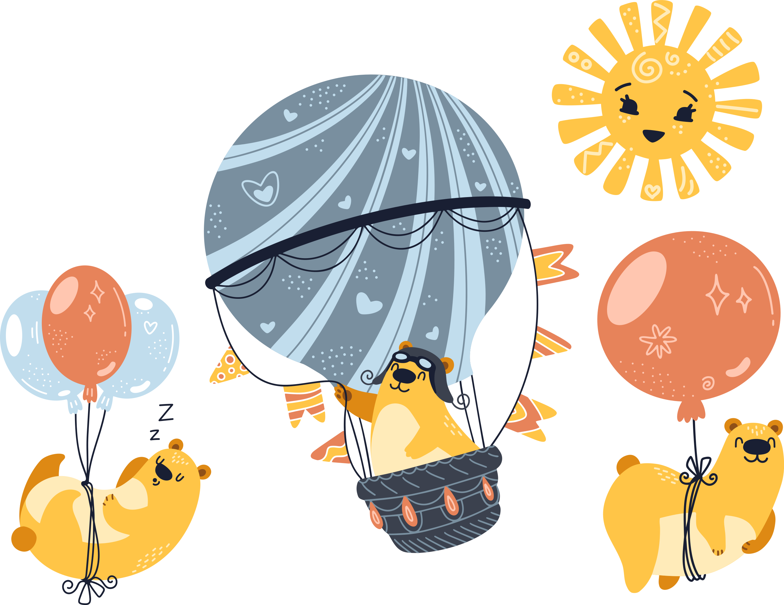 Vinyl teppich tiere mit tieren an ballons - TenStickers