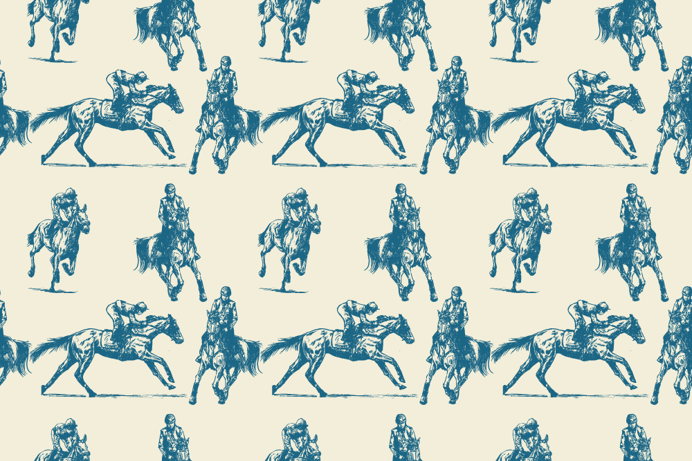 Vinyl teppich tiere mit blau-beigem pferdemuster - TenStickers