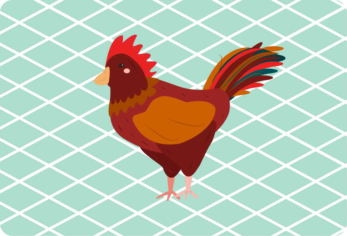 Vinyl teppich tiere roter hahn seitliche ansicht - TenStickers
